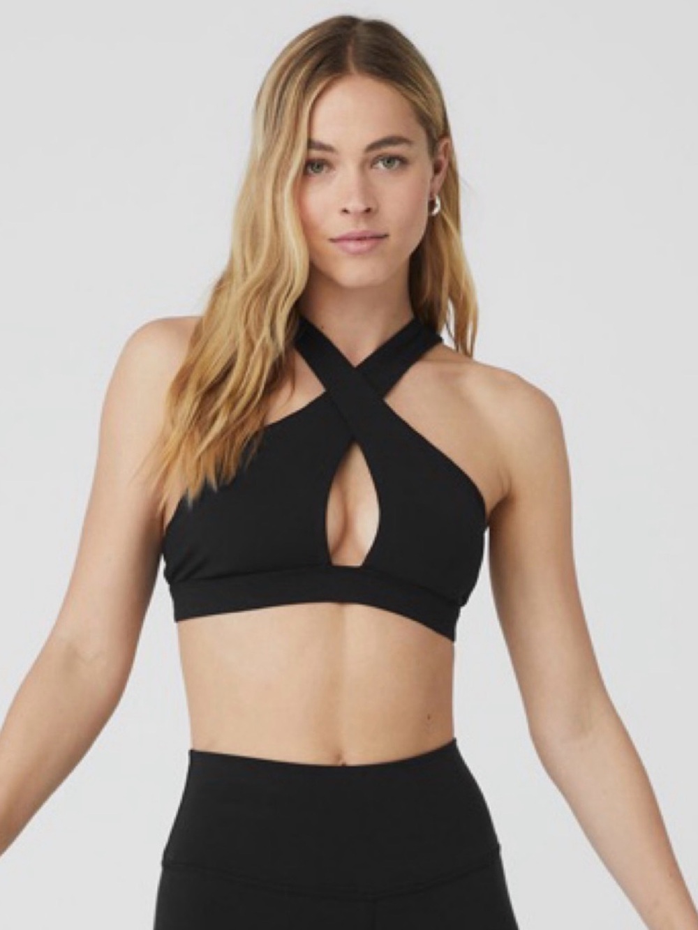 Alo Black Crisscross Cutout Sports Bra size small